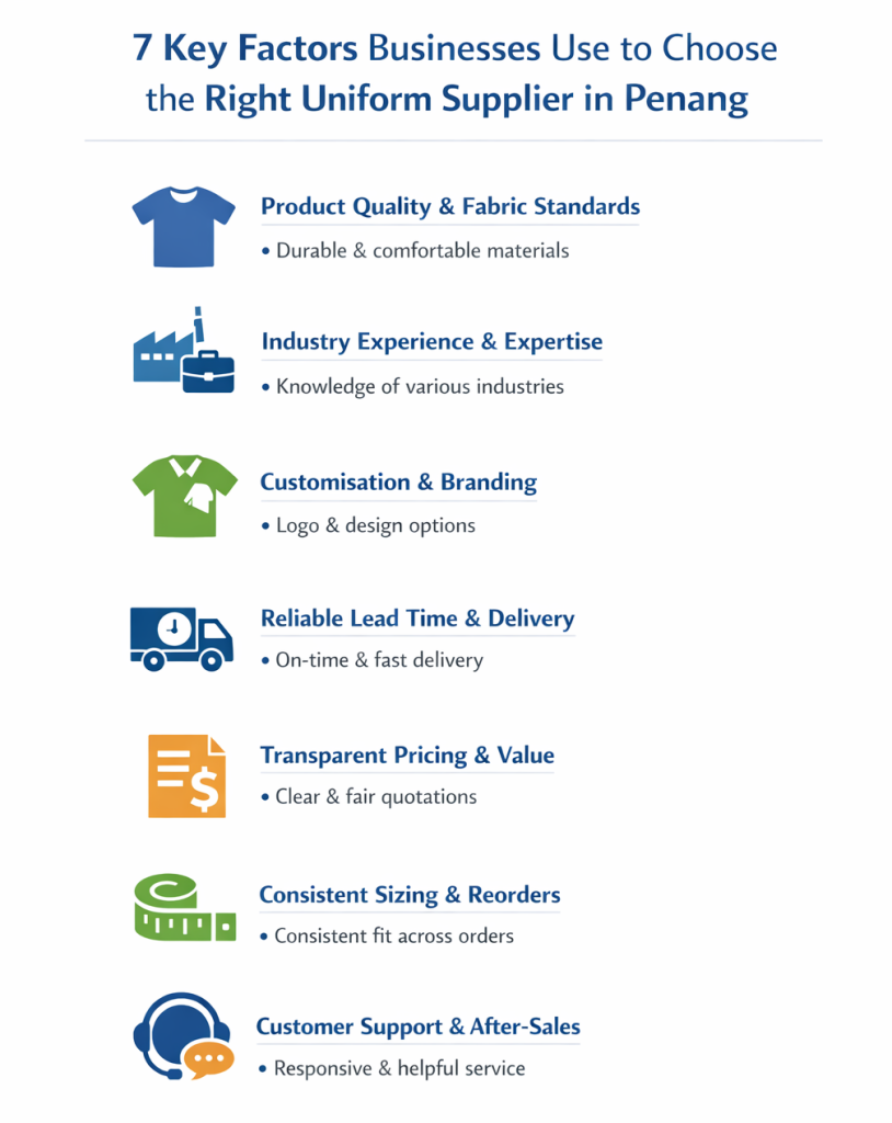 7 Key Factors Businesses Use to Choose the Right Uniform Supplier in Penang